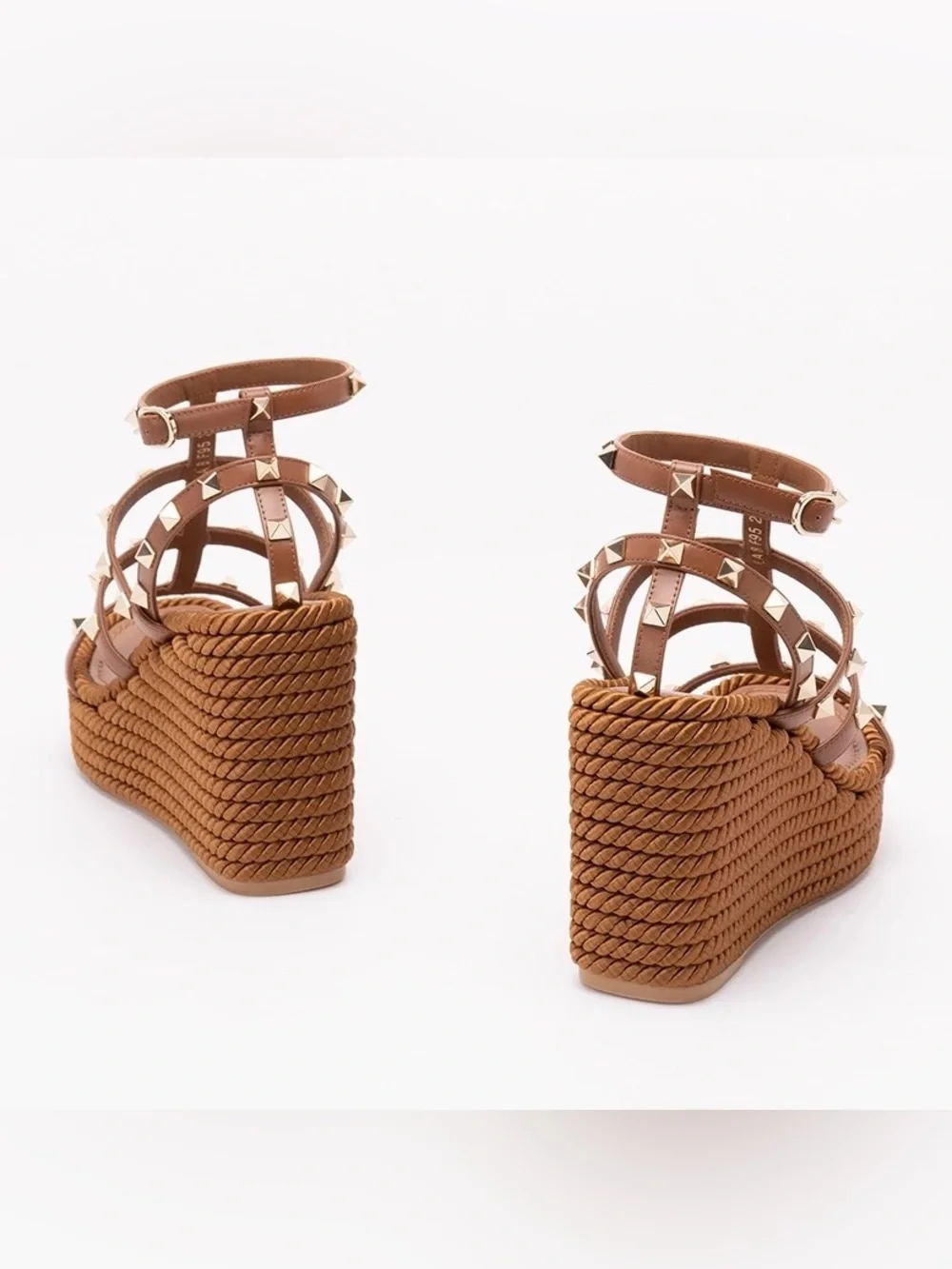 VALENTINO GARAVANI Rockstud 110 leather espadrilles wedges sandals